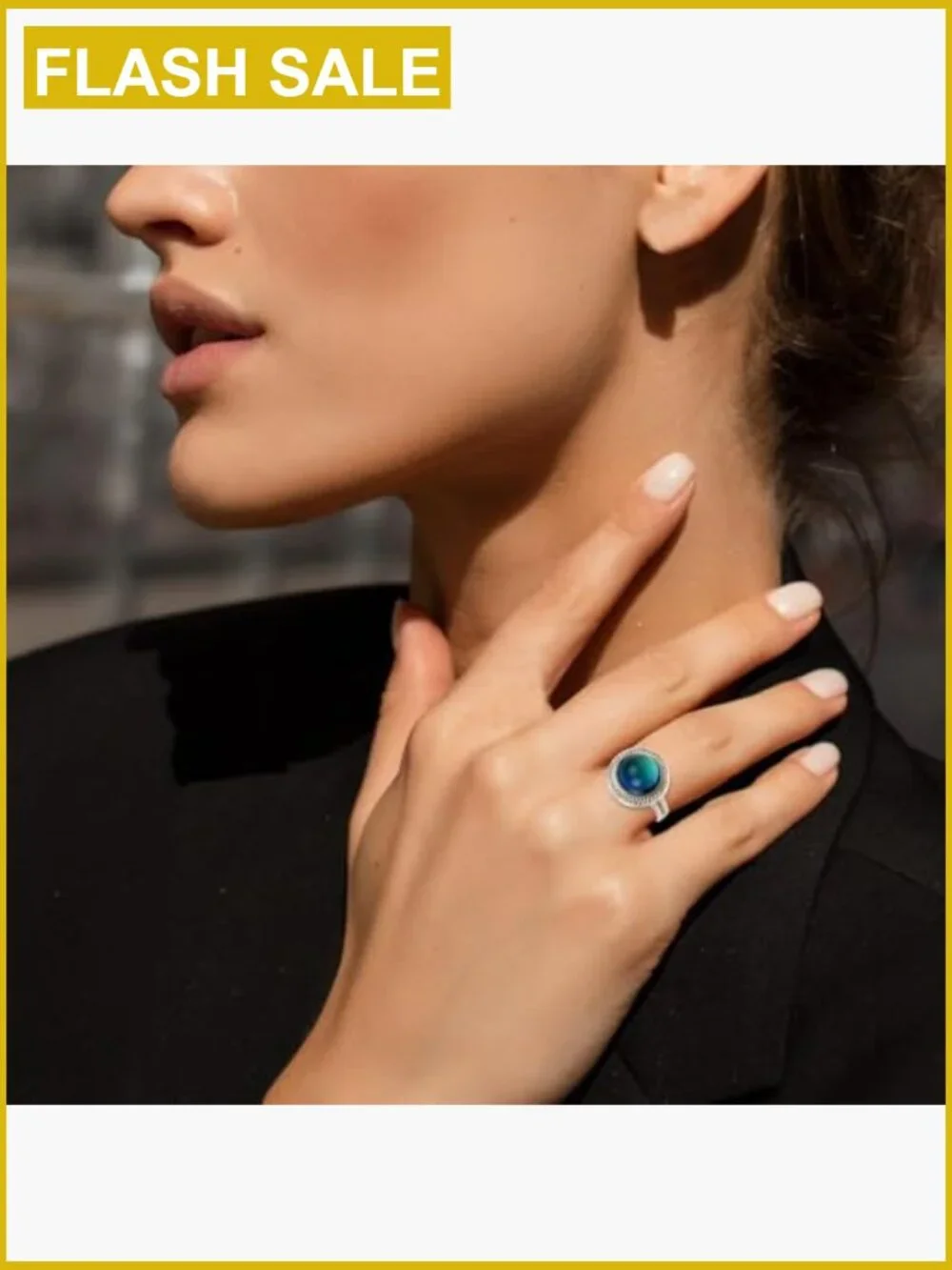 4-Piece Adjustable Mood Ring Set - Oval Gemstone Crystals
